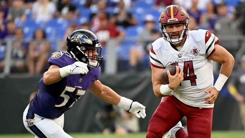 La racha ganadora de 24 juegos de los Baltimore Ravens fue rota por los Washington Commanders